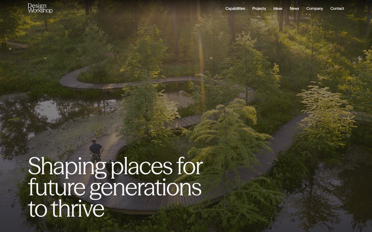 Homepage of the Design Workshop landscape architecture website
